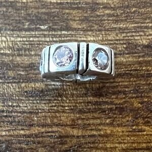 Pandora Bracelet Charm - Silver with Pink Stones